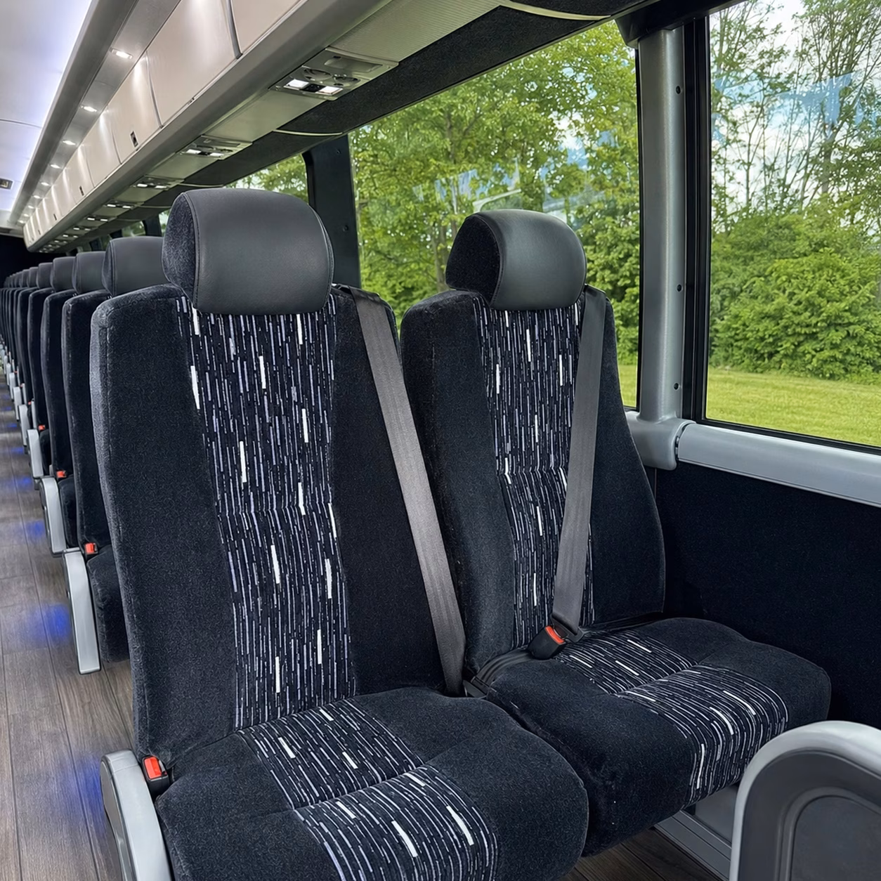 56 passenger charter bus inside
